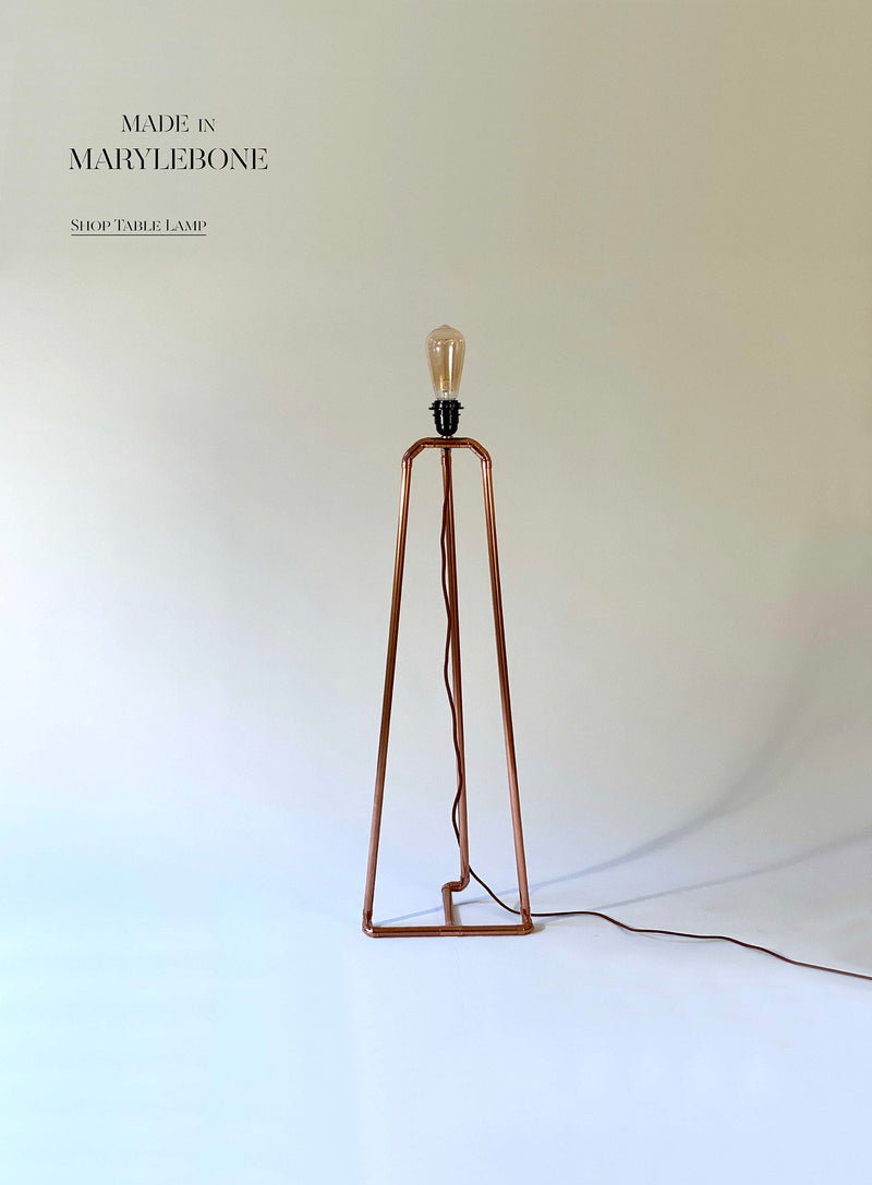 Rose: Handmade Tripod Table Lamp In Copper