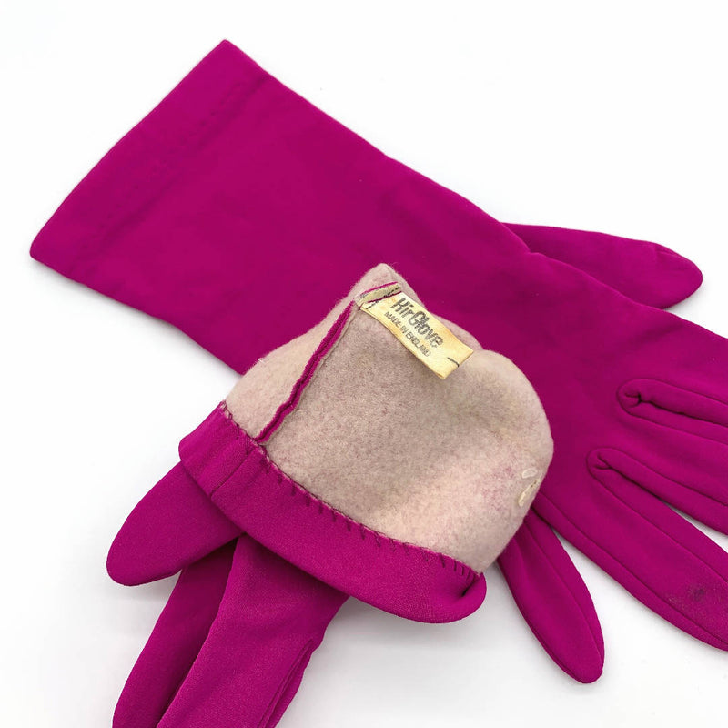 vintage pink stretchable winter gloves with fleece lining by Kir Glove