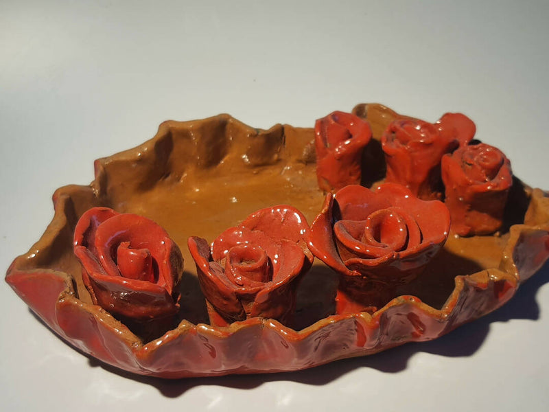 Hand Made Ceramic Jewellery Tray Roses