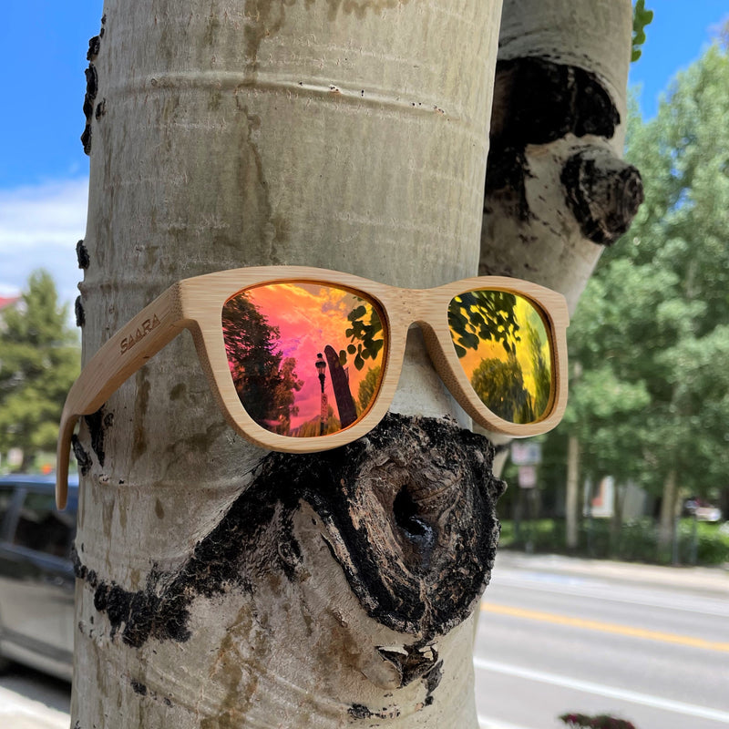 Tropical Paradise- All Wood Pink/Gold Polarized SAARA Shades