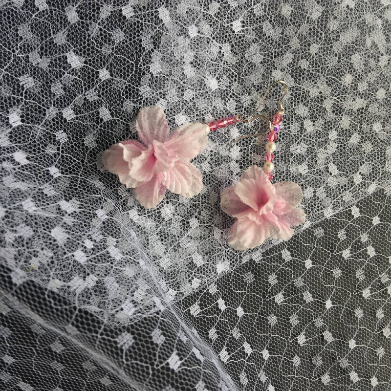 Pretty Handcrafted Pink Flower Earrings