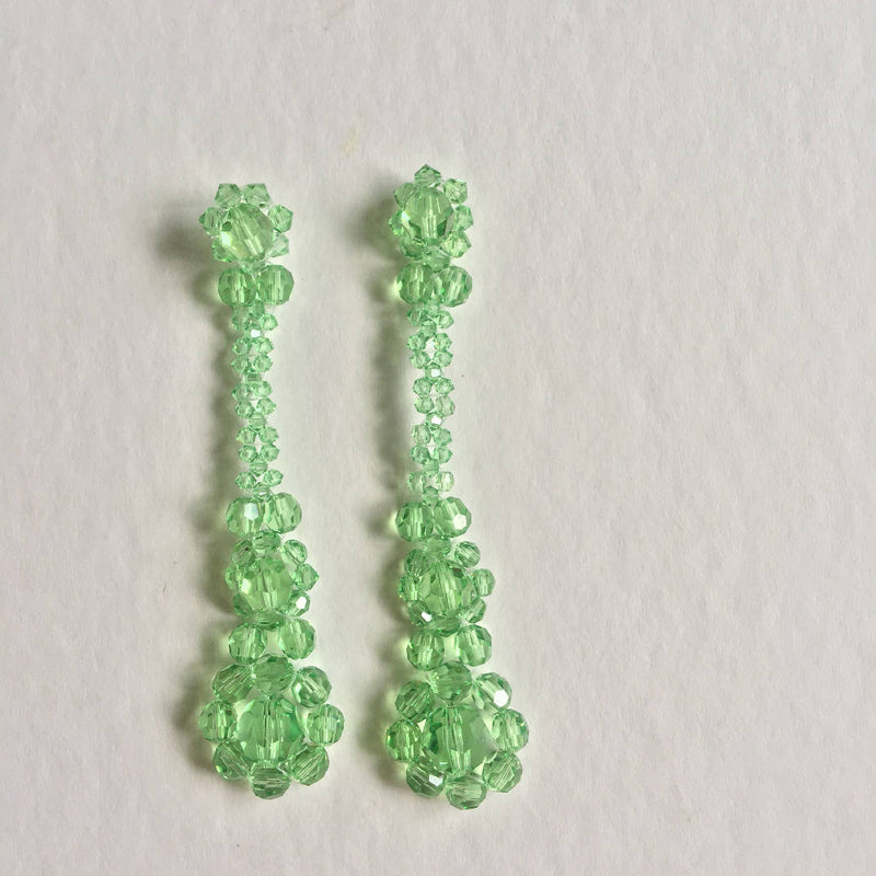 Beautiful handcrafted Swarovski crystal green long earrings