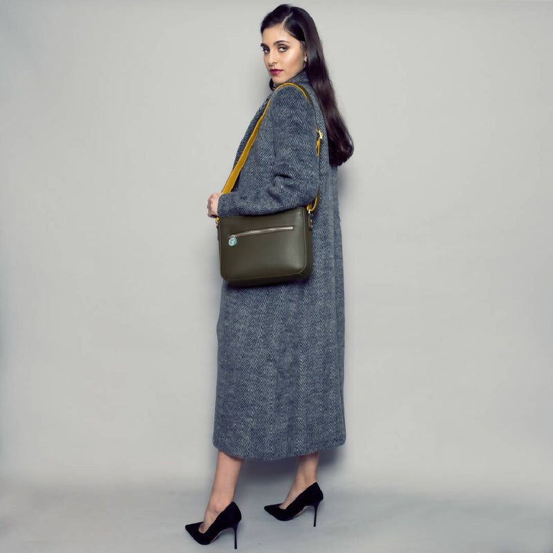 The Morphbag by GSK Signature Handbag Set in Khaki Green and Mustard Yellow