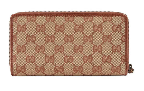 Gucci Zip Around Wallet NY Yankees Patch GG Beige/Brick Red in Canvas with Gold-tone