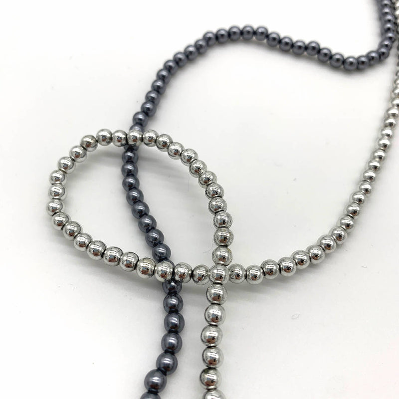 chic vintage metallic colour beaded double long necklace