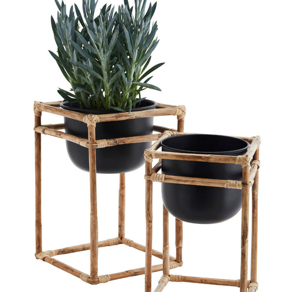 Set Of Two Bamboo And Iron Planters