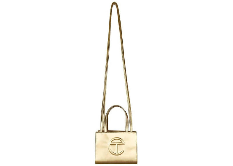 Telfar Shopping Bag Small Gold in Vegan Leather with Silver-tone