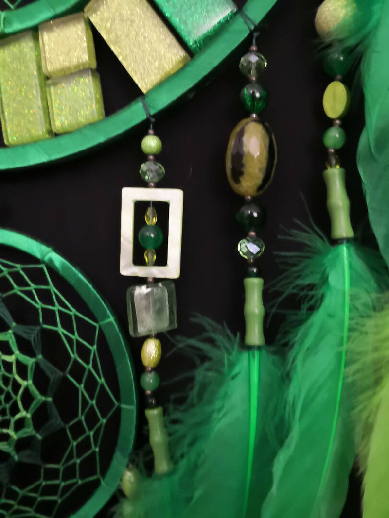 Large Green Dreamcatcher, wall hanging, Green ang yellow Dreamcatcher, Bohogreen dreamcatchers, boho decor gift, bohemian decor, zodiac sign