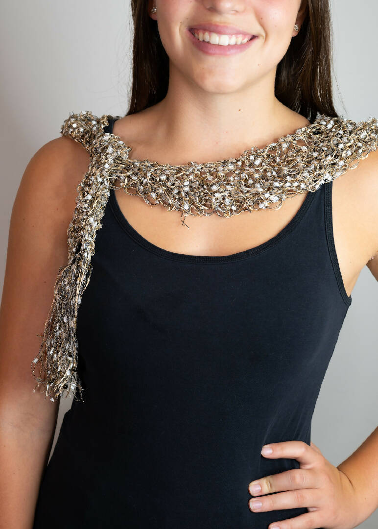 Jeweled Lacey Knit Necklace/Shawl