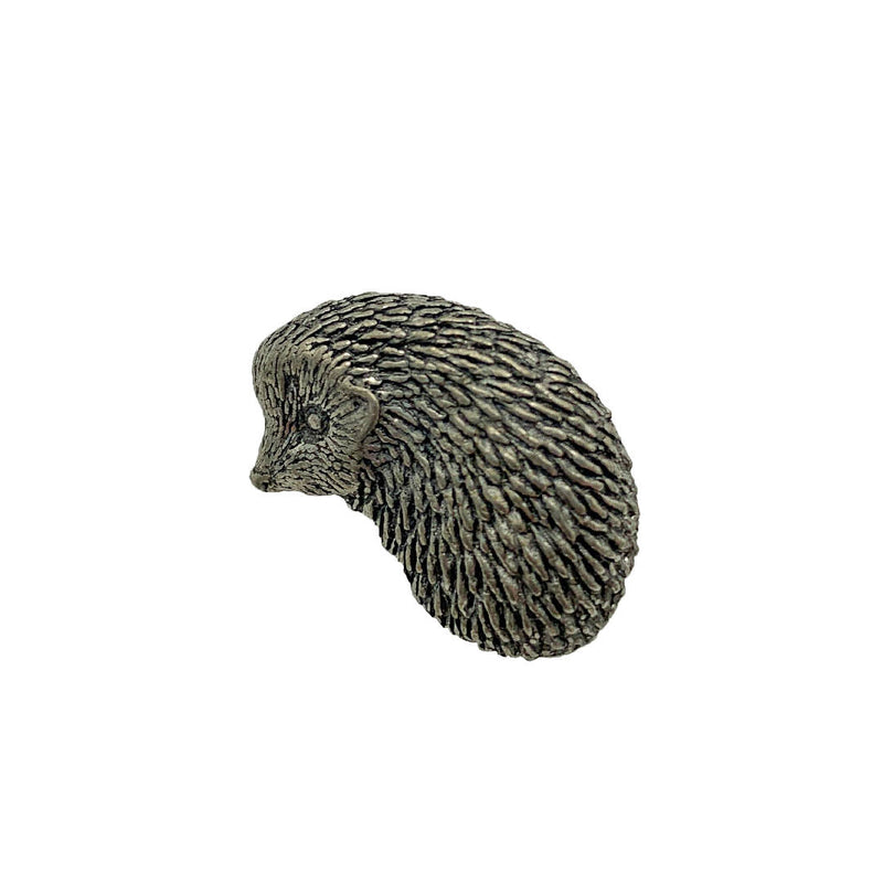 vintage cute Hedgehog shape brooch in a silver metal with crafted details
