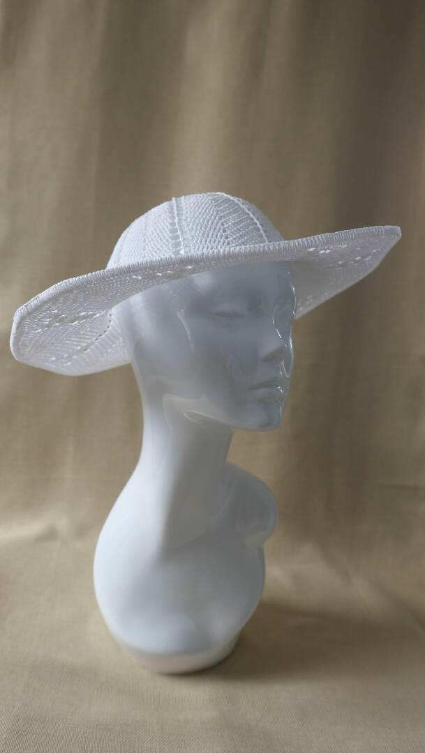 Wide brim crochet floppy hat, summer beach sun hat, linen cottagecore hat for women, sun bonnet garden tulip hat, gift for girl, panama hat