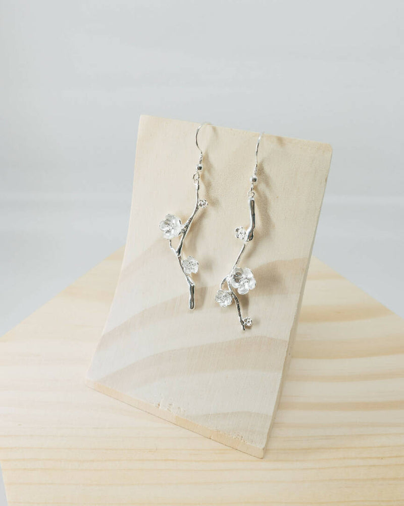 Mismatched Floral Branch Dangled Earrings