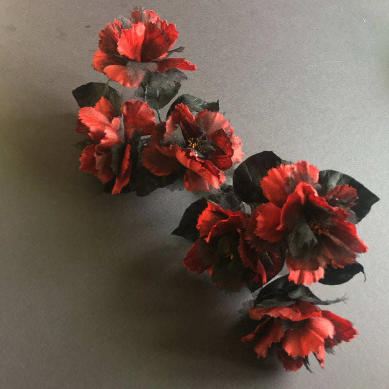 Deep red flower brooch