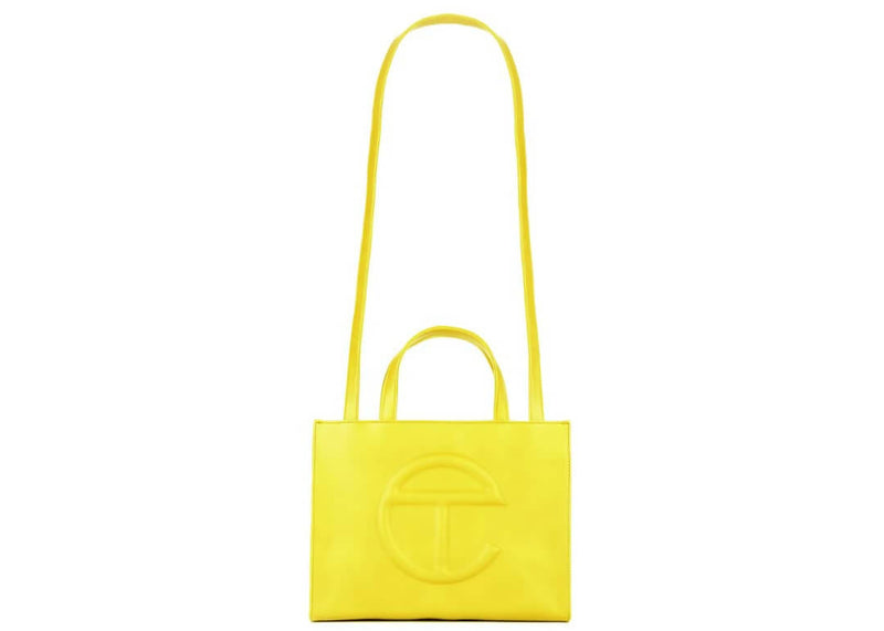 Telfar Shopping Bag Medium Yellow in Vegan Leather with Silver-tone