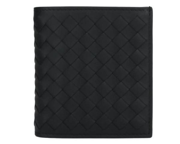 Bottega Veneta Woven Leather Card Holder Black