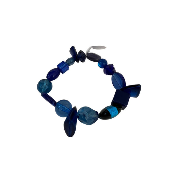 Vintage Blue Geometric Beads Statement Bracelet from 1980's