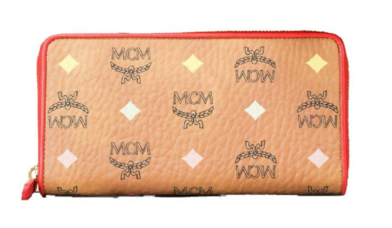 MCM Spectrum Diamond Visetos Wallet Clutch Large Cognac
