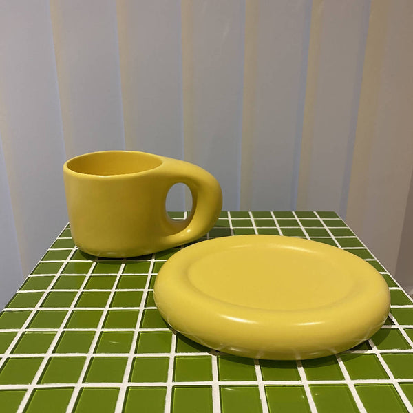 Yellow Ceramic Chubby Mug Set