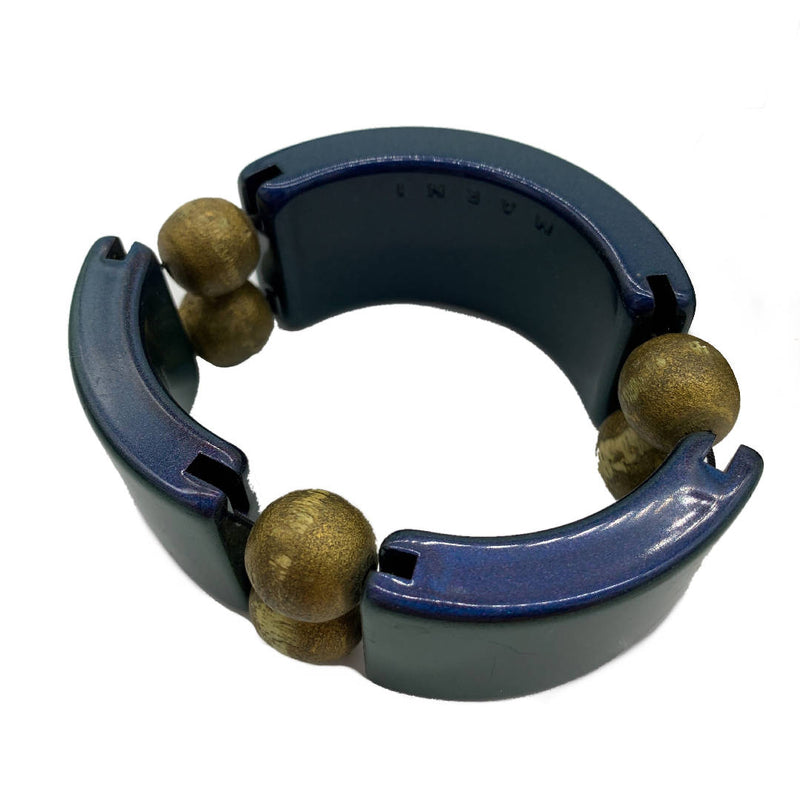 Vintage stylish acrylic and wooden bead statement bangle set by Marni