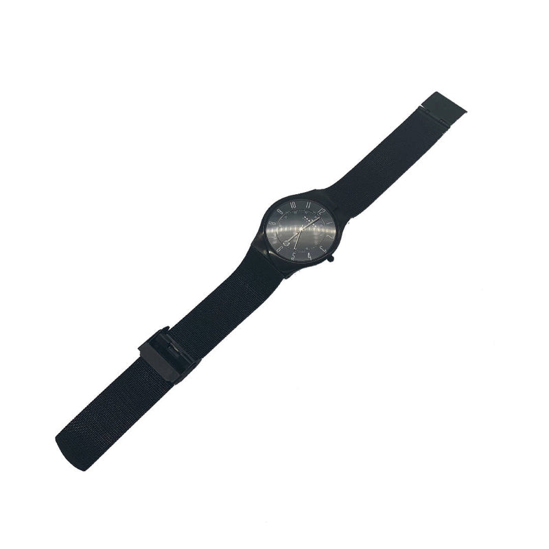 Vintage Minimal Style Scadinavian Skagen black wrist watch with tone on tone dial