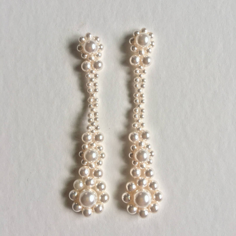 Beautiful handcrafted Swarovski pearl long earrings