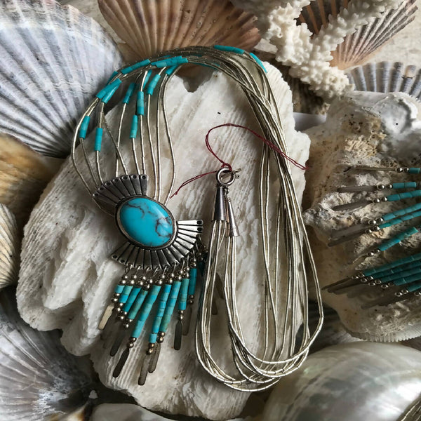Vintage Native American Turquoise & Liquid Silver Jewelry