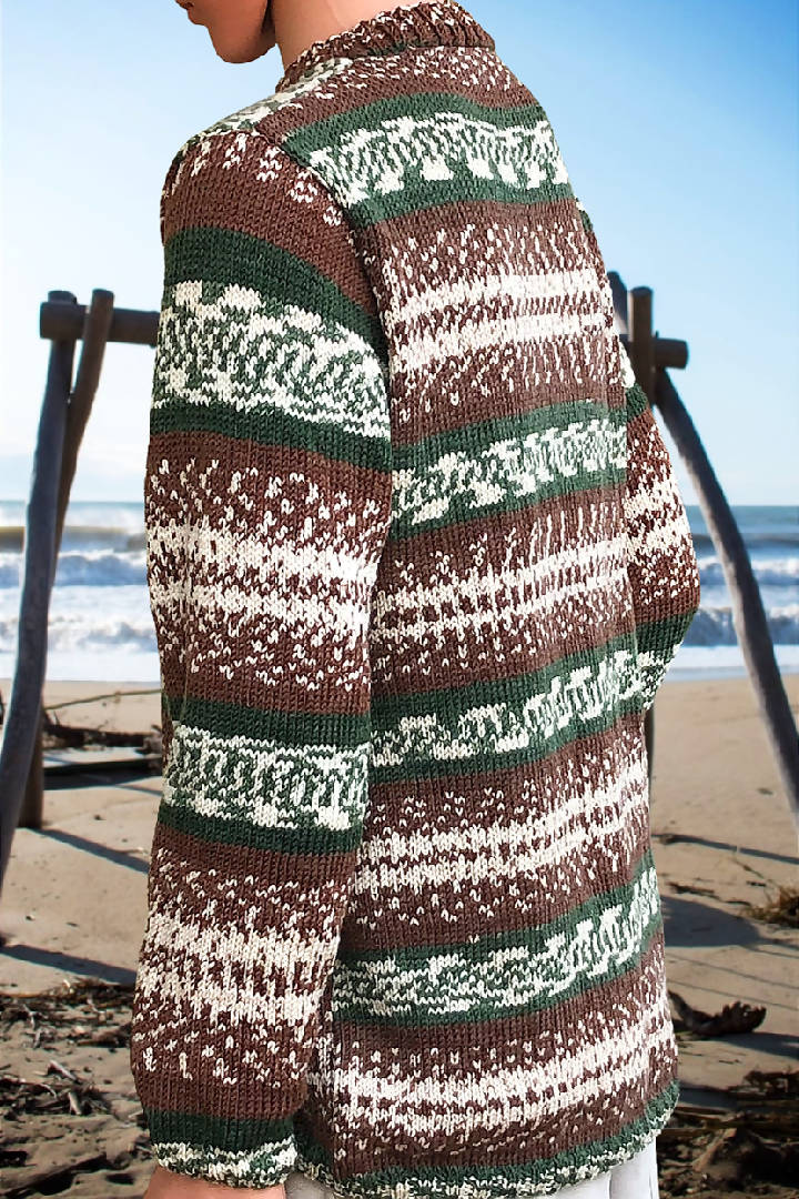Men's Jacquard sweater knitted in extrafine merino