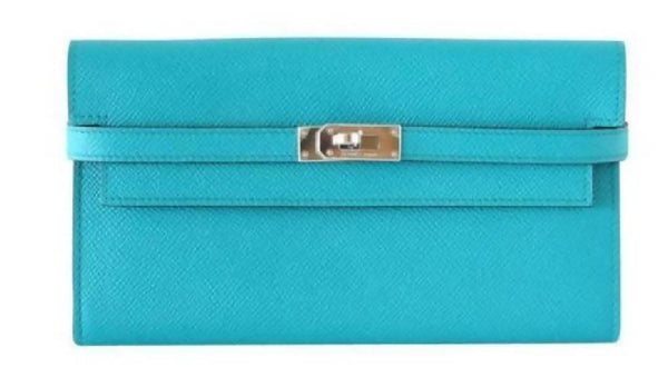 Hermes Kelly Classic Wallet Epsom Bleu Paon