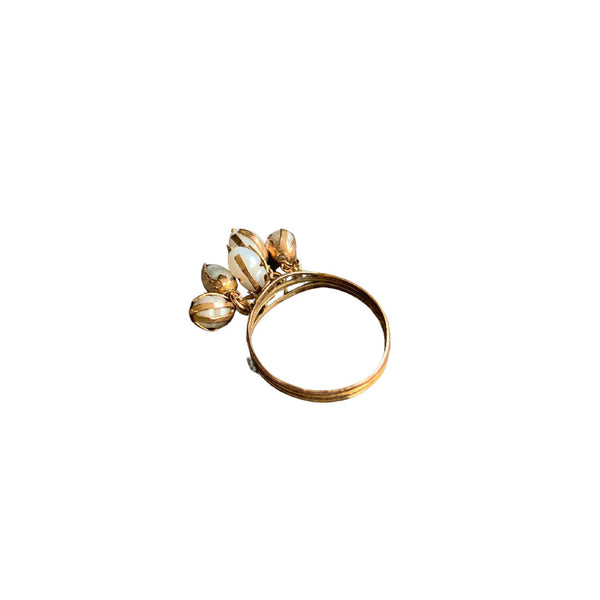 Vintage amazing gold tessel pearl ring,