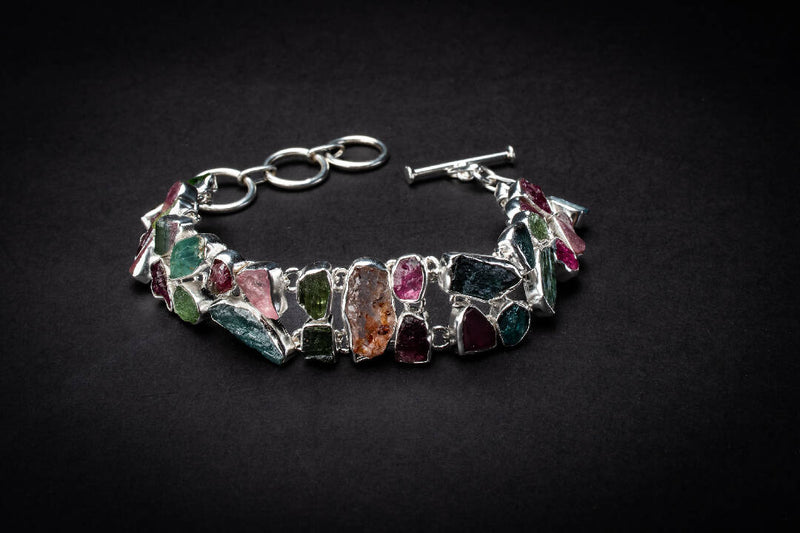 Sarah - Rainbow Tourmaline Silver Bracelet