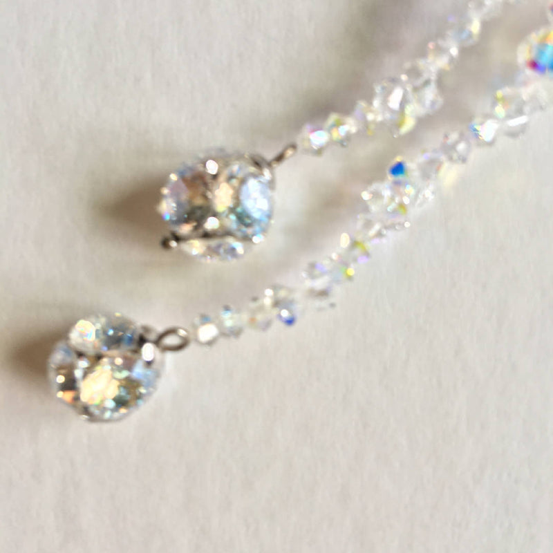 Pretty handcrafted silver crystal drop earrings