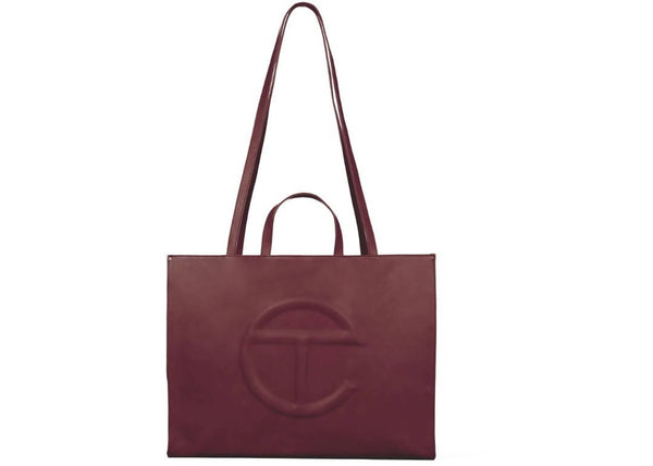 Telfar Shopping Bag Large Oxblood in Vegan Leather with Silver-tone