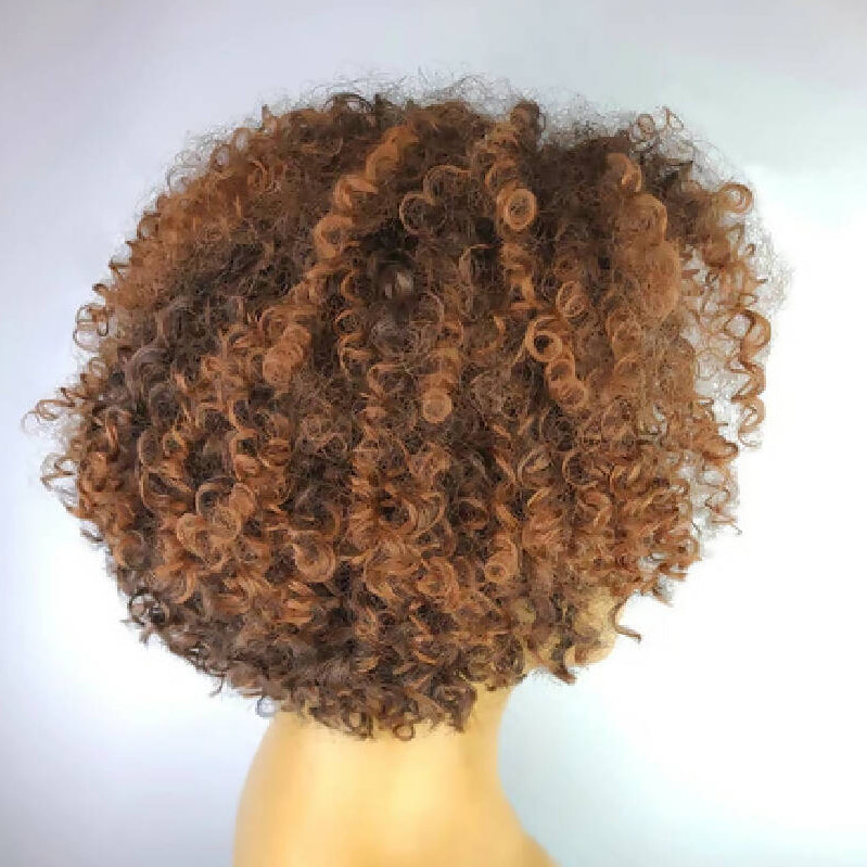 Tapered Afro Kinky Curly Wigs with Afro Hairline, 8", 1B/30