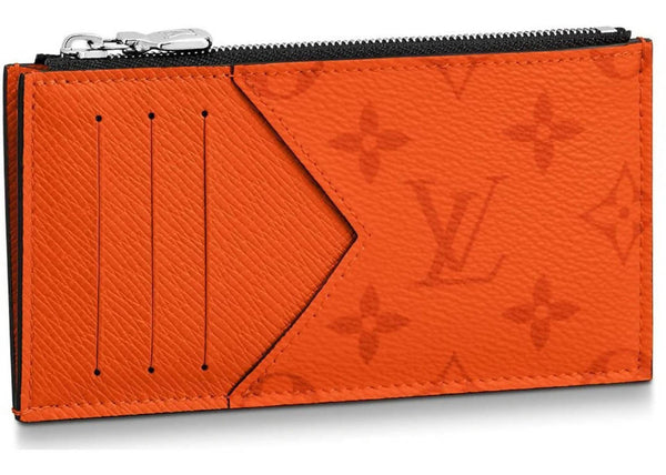 Louis Vuitton Coin Card Holder Monogram Eclipse Volcano Orange in Taiga Cowhide Leather/Coated Canvas with Silver-tone