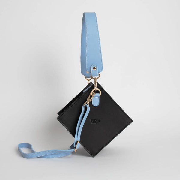 Lola bag in black and sky blue