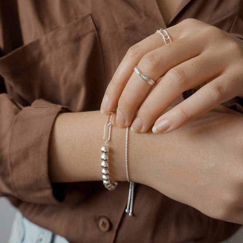 Bead Link Bracelet Sterling Silver