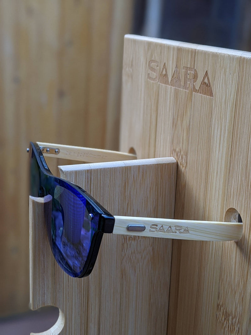 Sky - Blue SAARA Shades with Bamboo Wood Arms