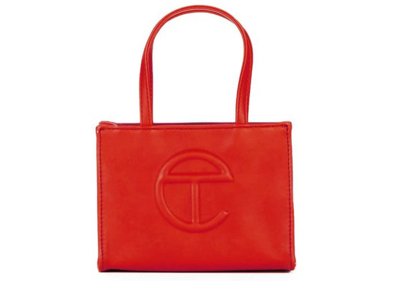 Telfar Shopping Bag Small Red in Vegan Leather with Silver-tone