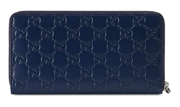 Gucci Zip Around Wallet NY Yankees Patch Royal Blue in Leather with Silver-tone