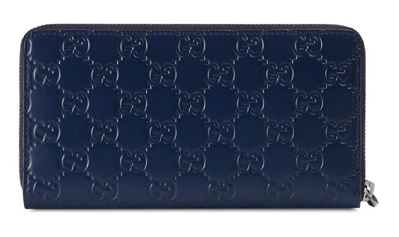 Gucci Zip Around Wallet NY Yankees Patch Royal Blue in Leather with Silver-tone