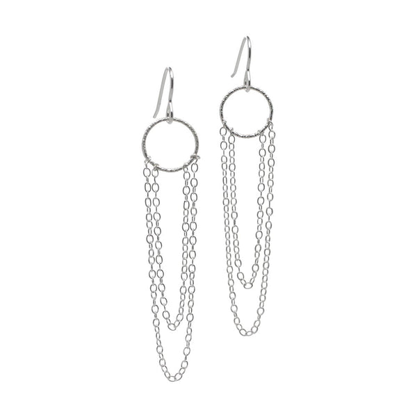 Circle Chain Earrings Sterling Silver