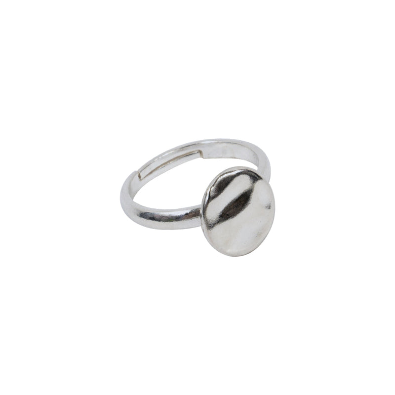 Hammered Disc Ring Sterling Silver