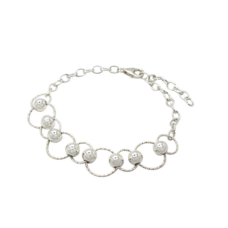 Circle and Bead Adjustable Bracelet Sterling Silver