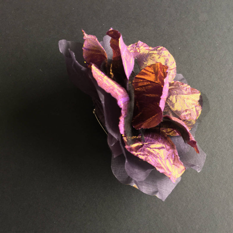 Purple golden flower brooch
