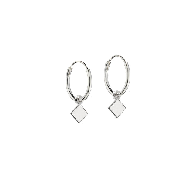 Mini Diamond Hoop Earrings Sterling Silver