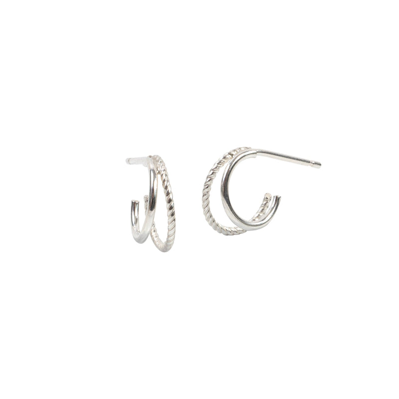 Double Mini Hoop Earrings Sterling Silver