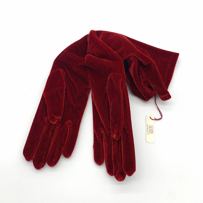 New vintage style rose red velvet evening long gloves by Dents