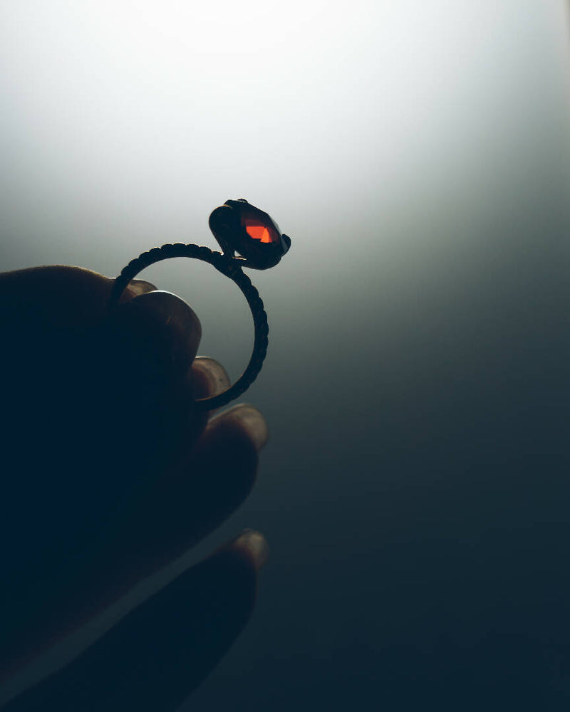 Red Garnet Solitarie Ring
