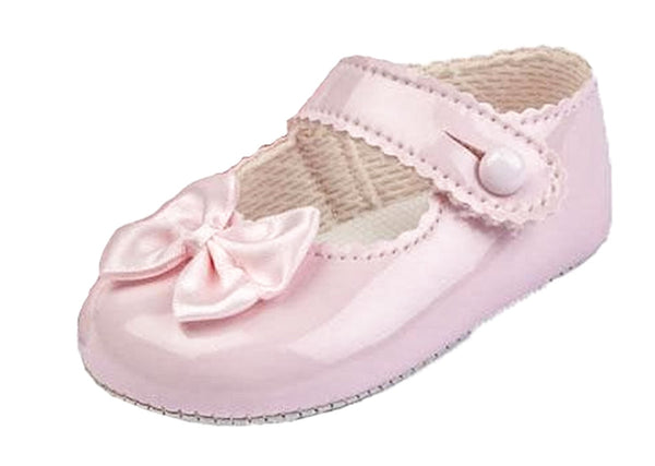 Baypods Pre-walker Shoes in Soft Patent with Satin Bow