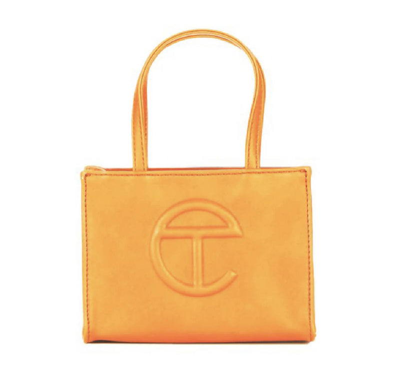 Telfar Shopping Bag Small Orange in Vegan Leather with Silver-tone